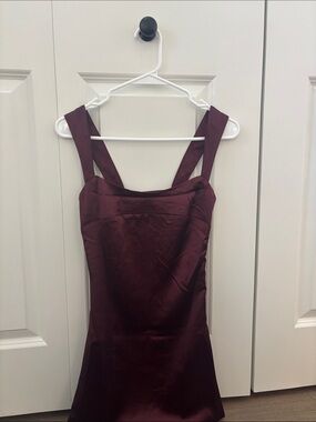 Peppermayo Odette Satin Mini Dress - Burgundy